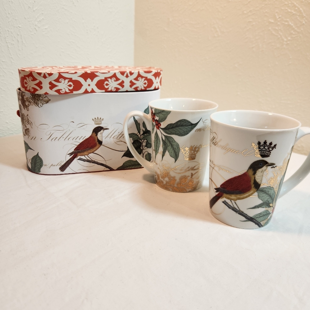 Fringe Studio Barnes And Noble Bird Mug Set with Gift Box
